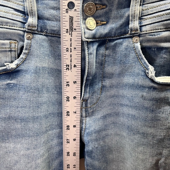 KanCan Skinny Double Button Jeans Womens 1/24 Blue Denim Stretch Cute Chic 2160 - Picture 6 of 10